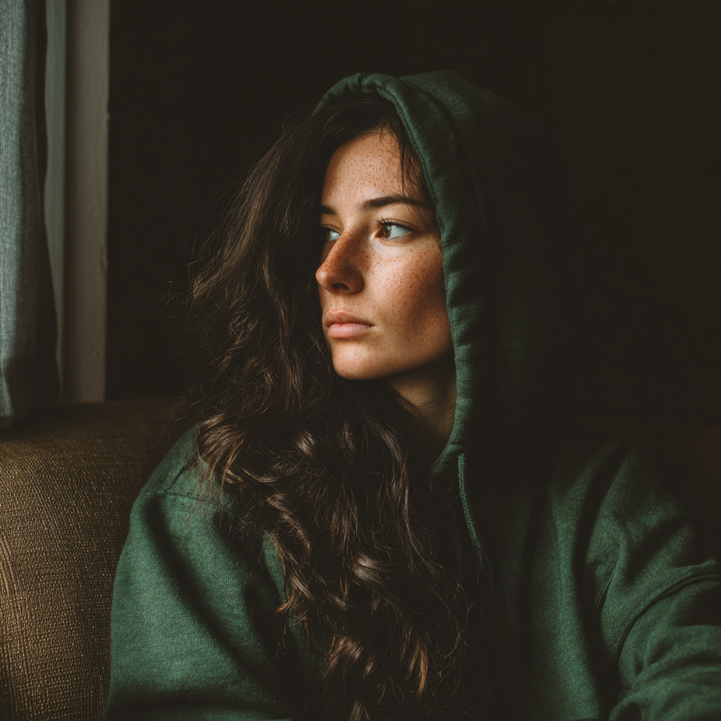 Una mujer pensativa mirando por una ventana | Fuente: Midjourney