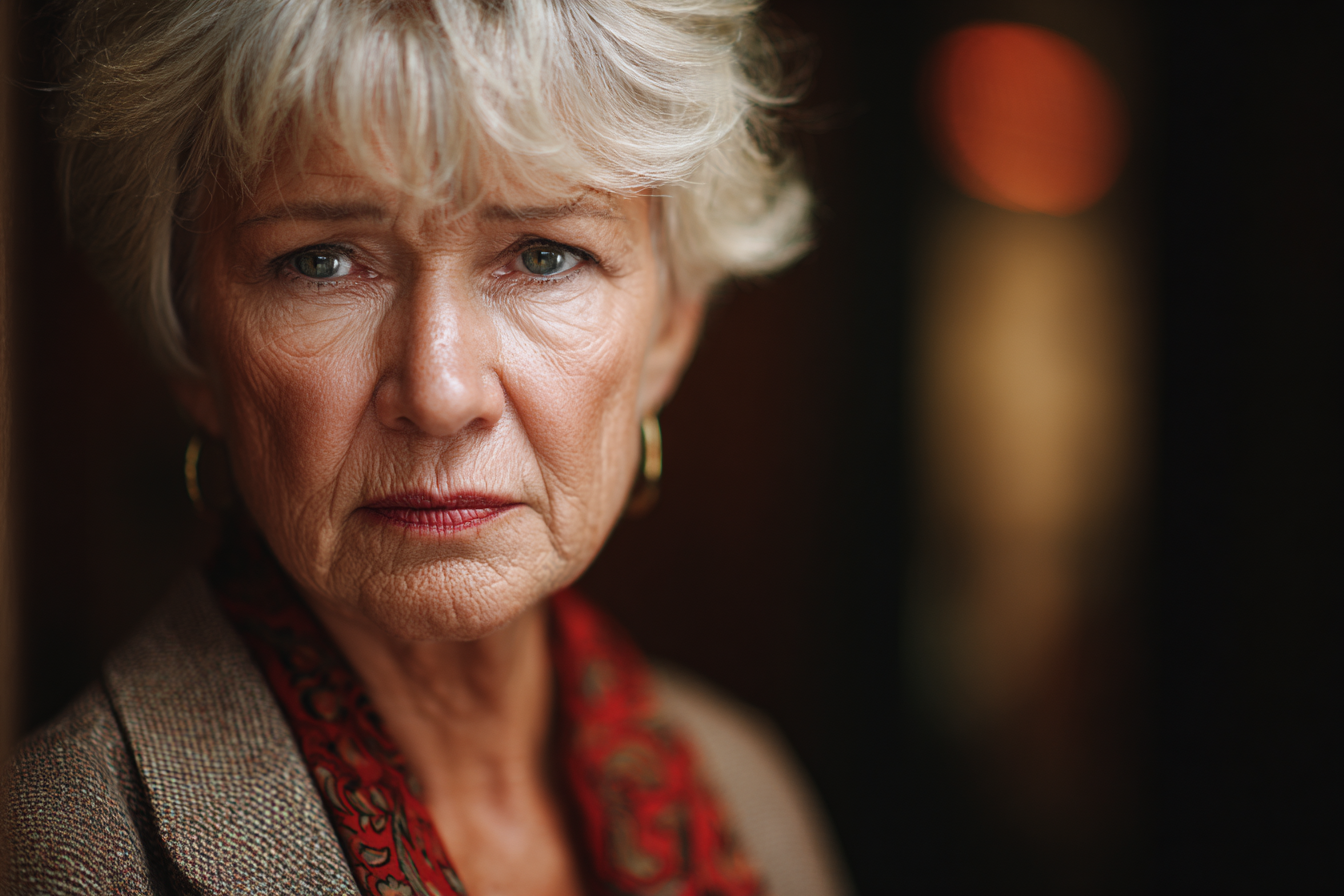 Una mujer mayor en el vestíbulo de un hotel | Fuente: Midjourney