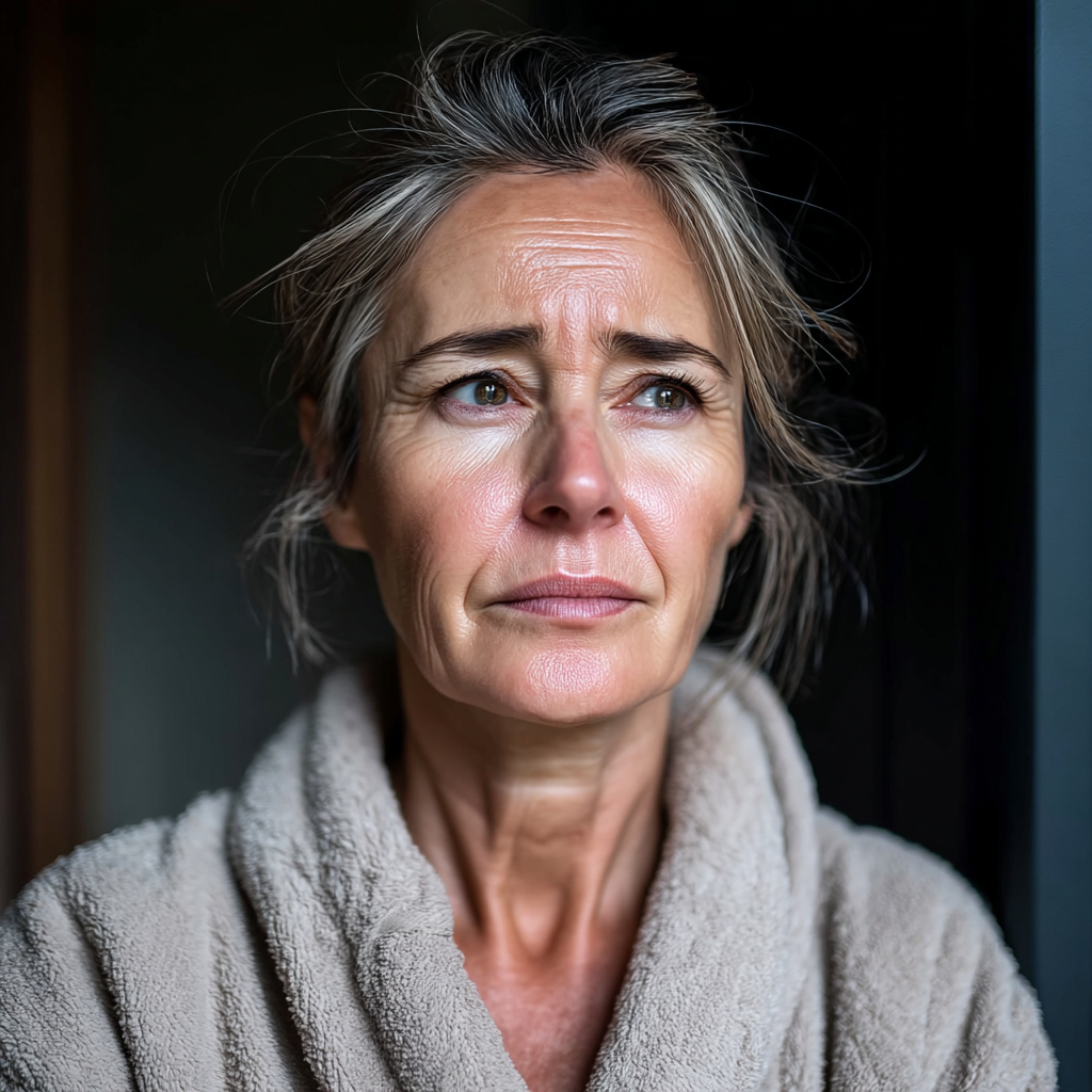 Una mujer mayor parece preocupada y disgustada | Fuente: Midjourney