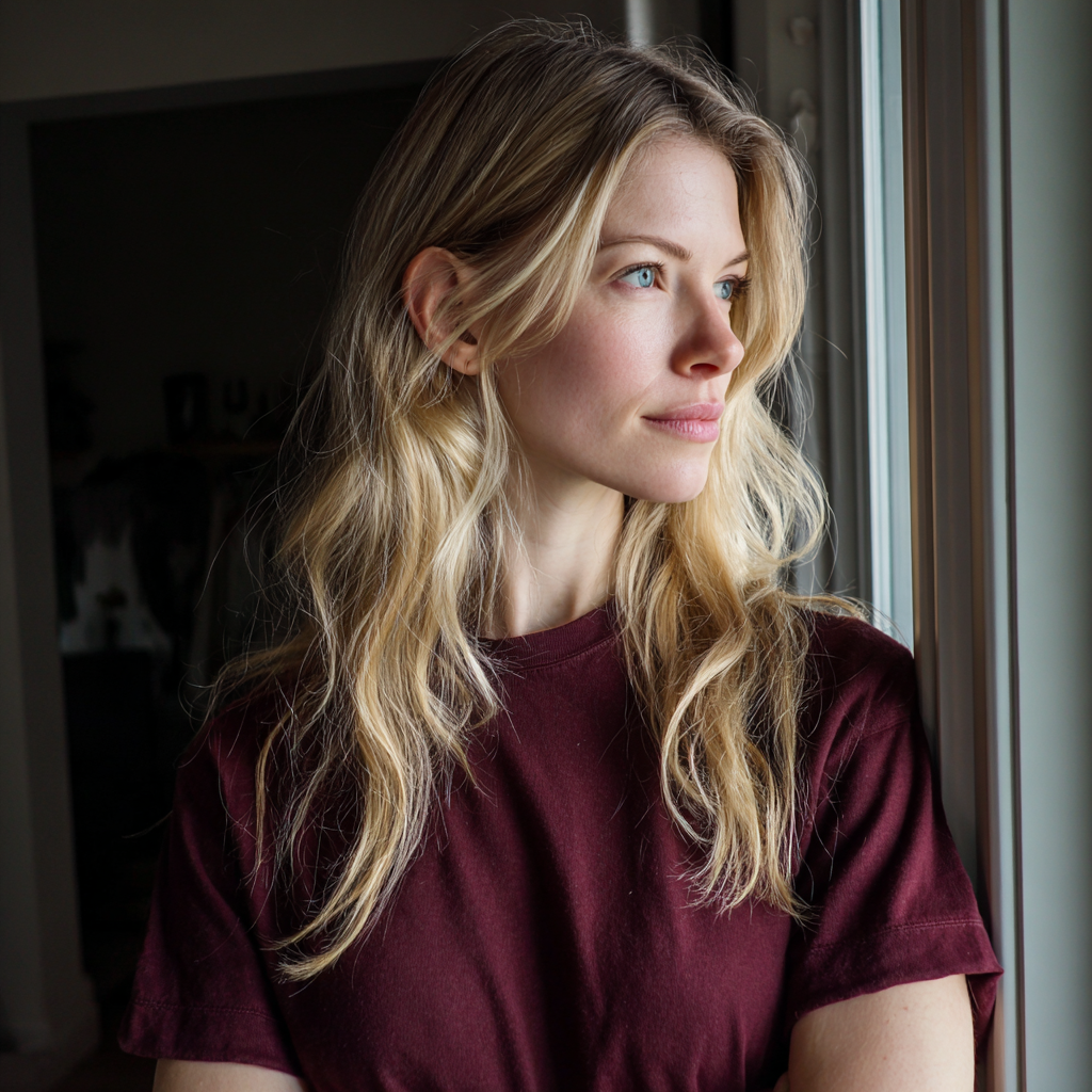 Una mujer mirando por una ventana | Fuente: Midjourney