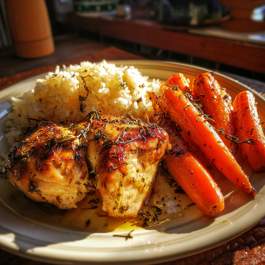 Un plato de comida sobre una mesa | Fuente: Midjourney