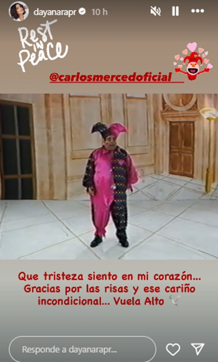Sentido mensaje de Dayanara Torres por el fallecimiento de Carlos Merced | Fuente: Instagram Stories/dayanarapr