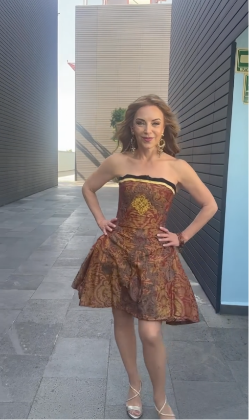 Laura Flores luciendo un vestido de Héctor Terrones | Fuente: Instagram/laurafloresmx