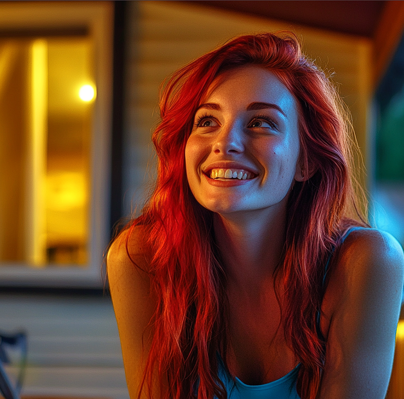 Una mujer feliz | Fuente: Midjourney