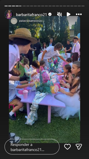 Celebración del cumpleaños número 3 de Sarah, la hija de Barby Franco y Fernando Burlando | Fuente: Instagram Stories/barbaritafranco21