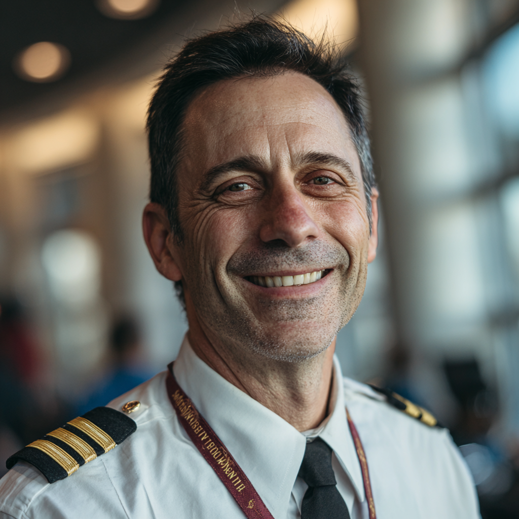 Un piloto sonriente | Fuente: Midjourney