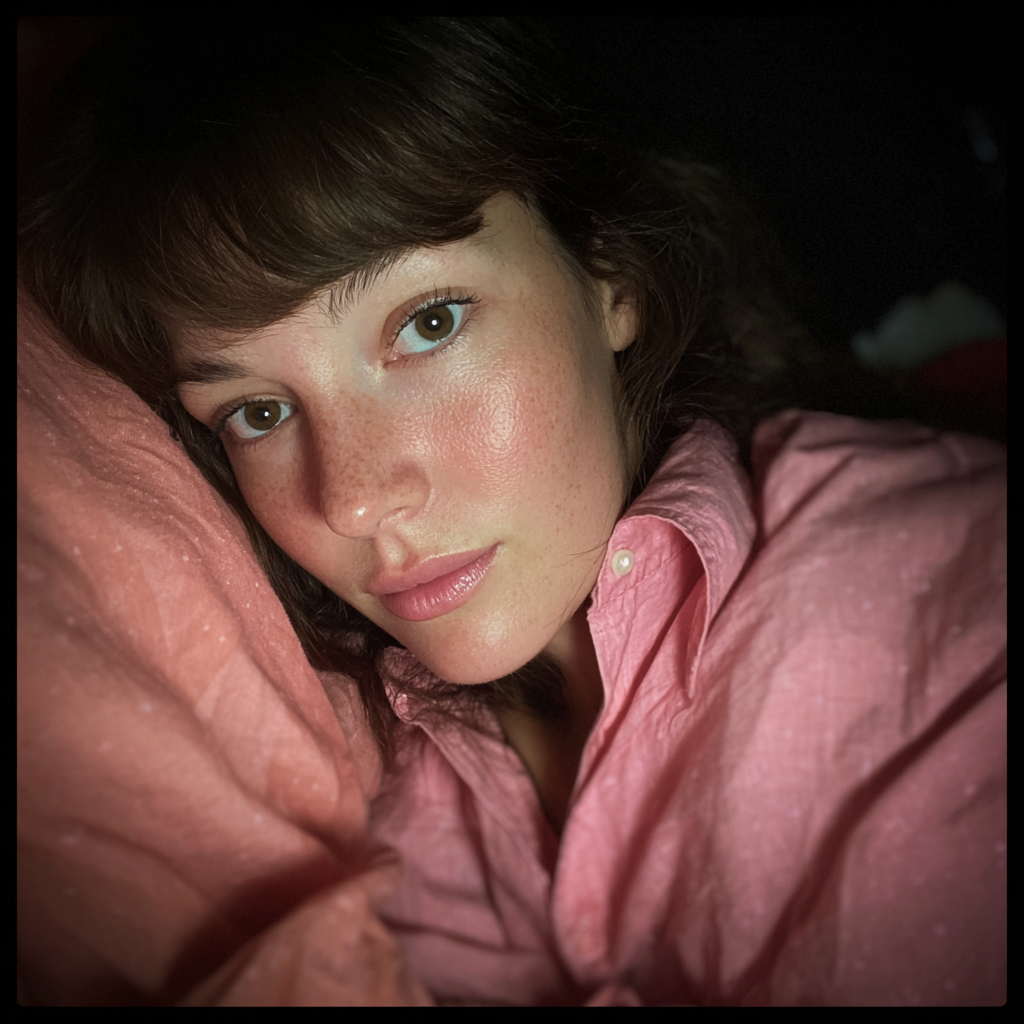 Una mujer tumbada en su cama por la noche | Fuente: Midjourney