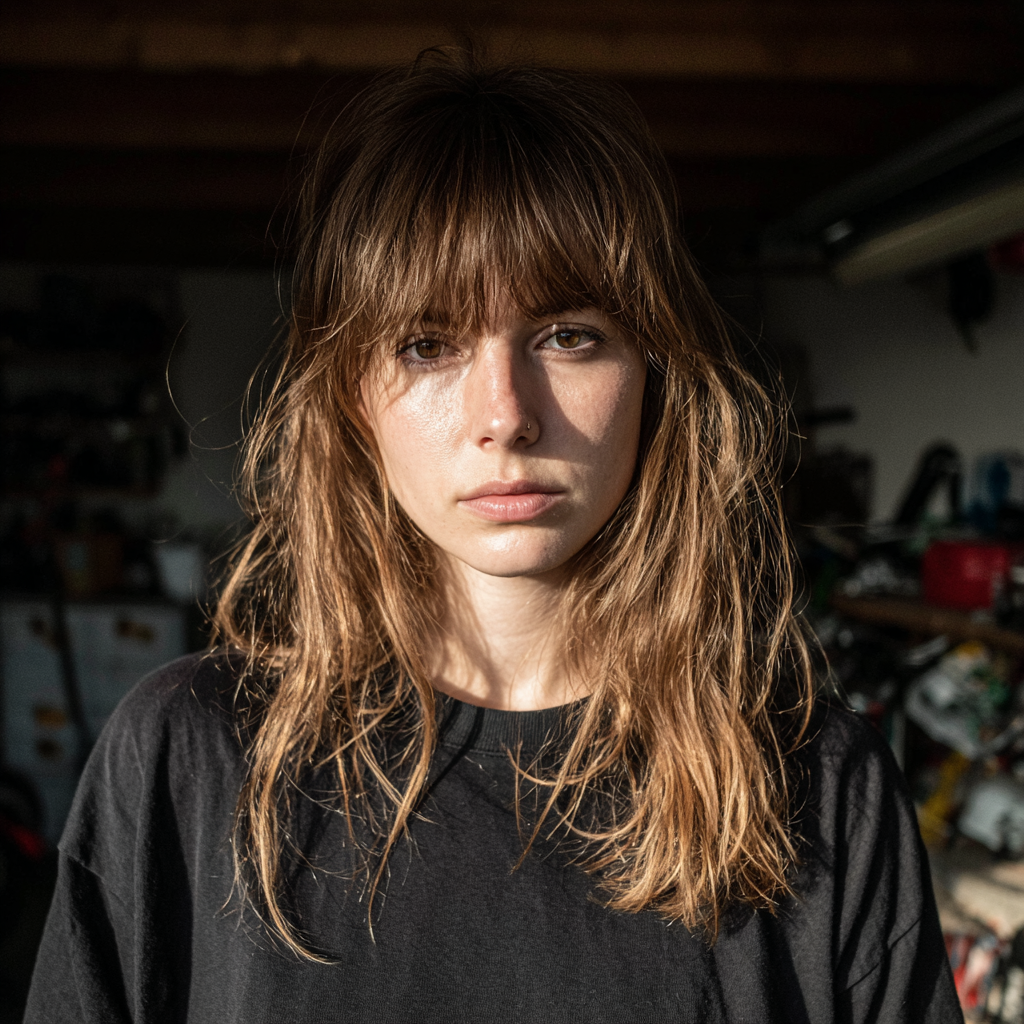 Una mujer de pie en un garaje | Fuente: Midjourney