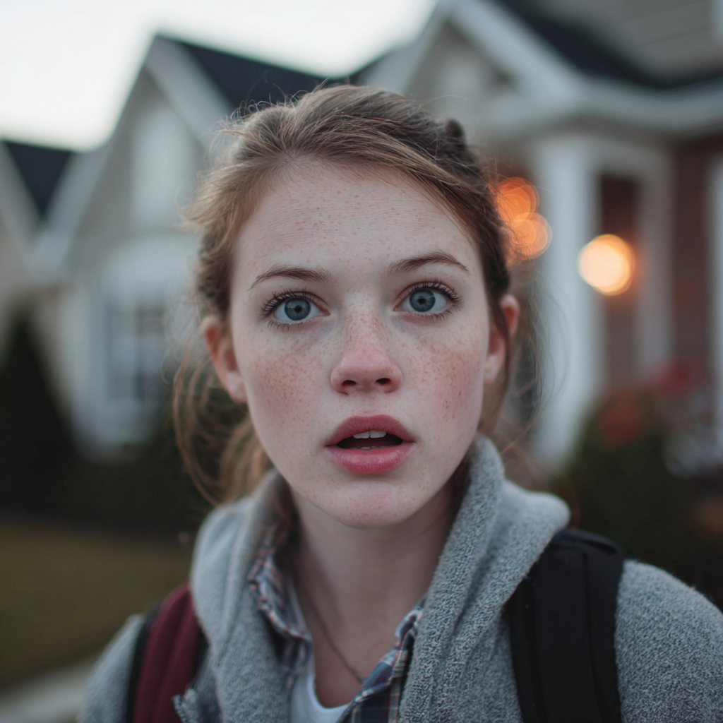 Una joven conmocionada | Fuente: Midjourney