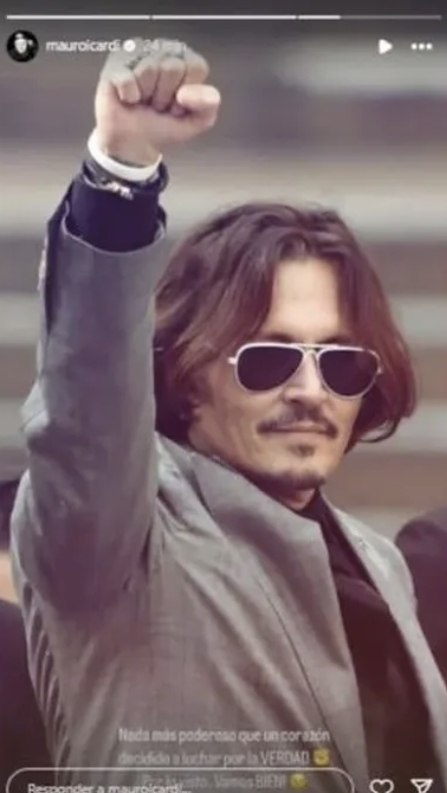 Foto de Johnny Depp compartida por Mauro Icardi | Fuente: Instagram Stories/mauroicardi