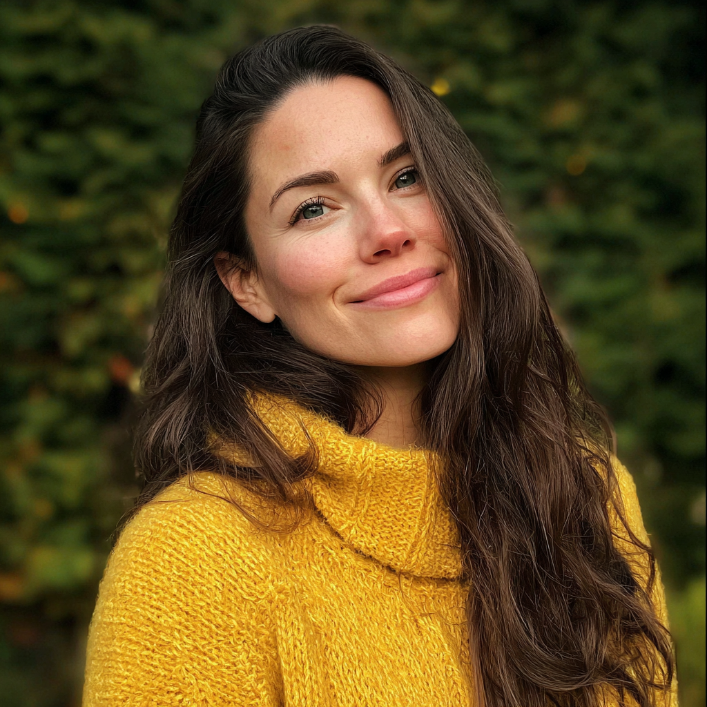 Una mujer sonriente en el exterior | Fuente: Midjourney