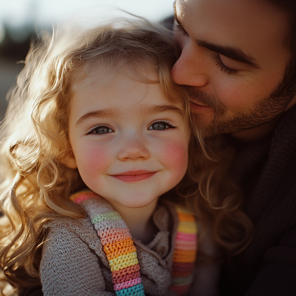 Un padre besando a su hija | Fuente: Midjourney