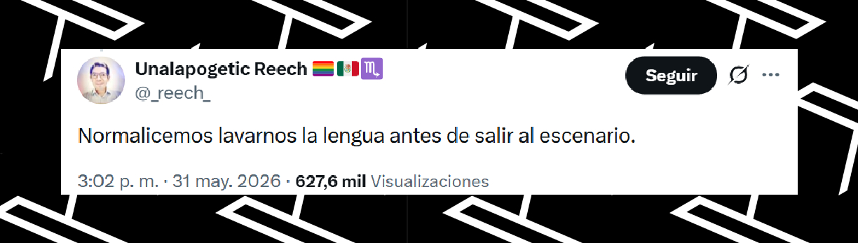 Comentario de un usuario sobre la apariencia de la lengua de Alejandro Fernández en una reciente presentación | Fuente: X/_reech_