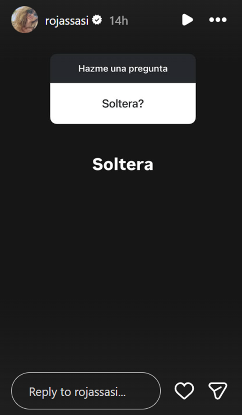 Sabrina Rojas confirmó su soltería en sus historias de Instagram | Fuente: Instagram Stories/rojassasi