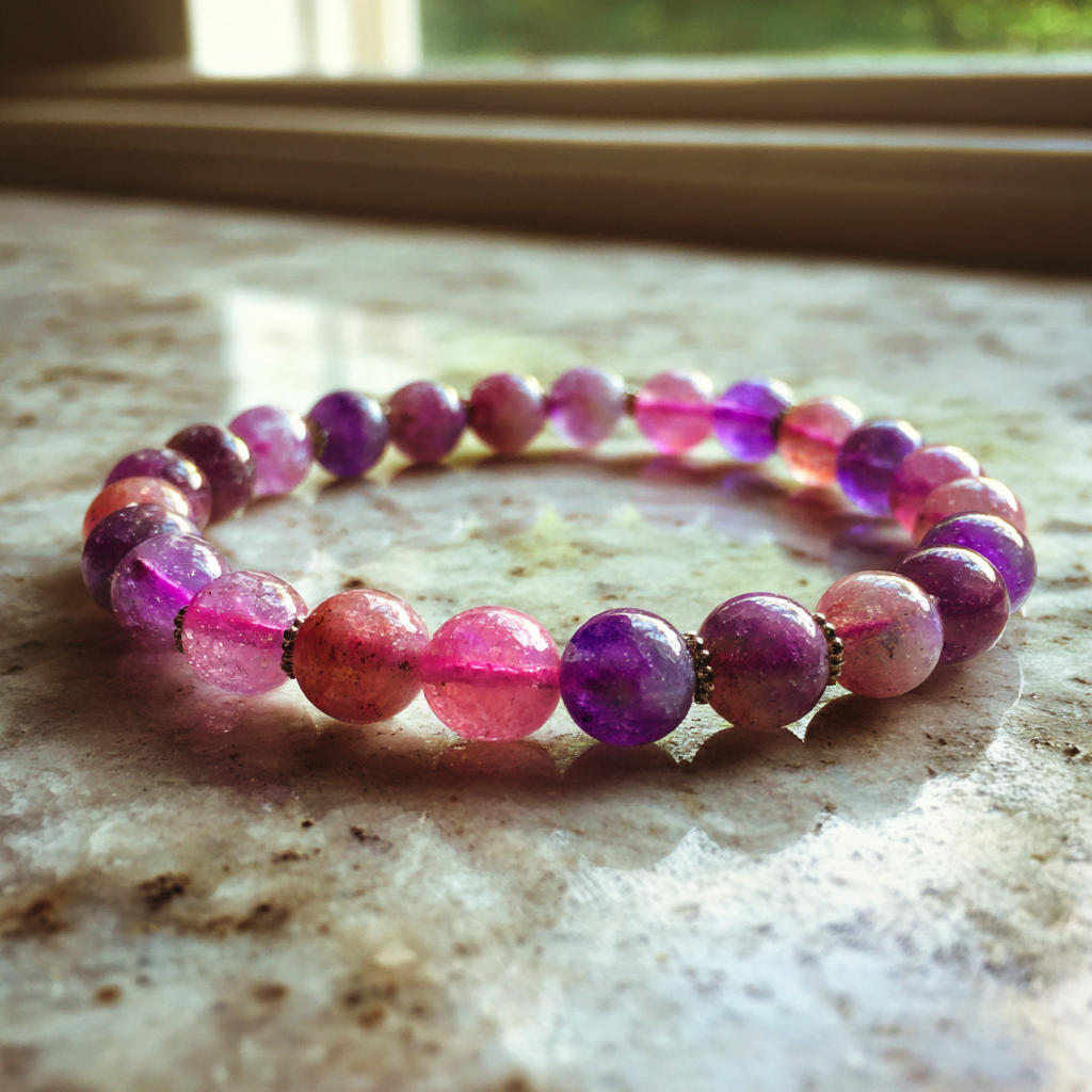 Una pulsera de cuentas en un mostrador | Fuente: Midjourney
