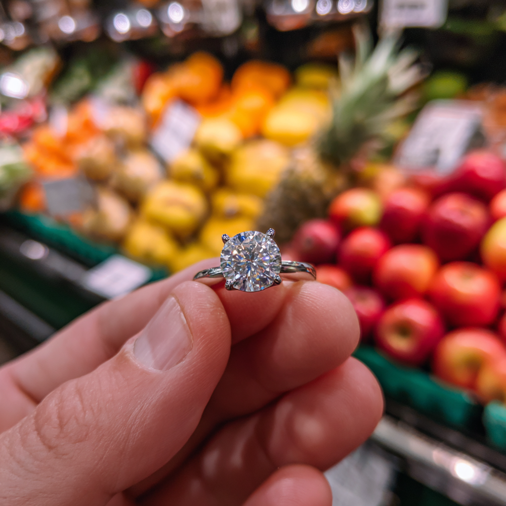 Un hombre sosteniendo un anillo de diamantes | Fuente: Midjourney