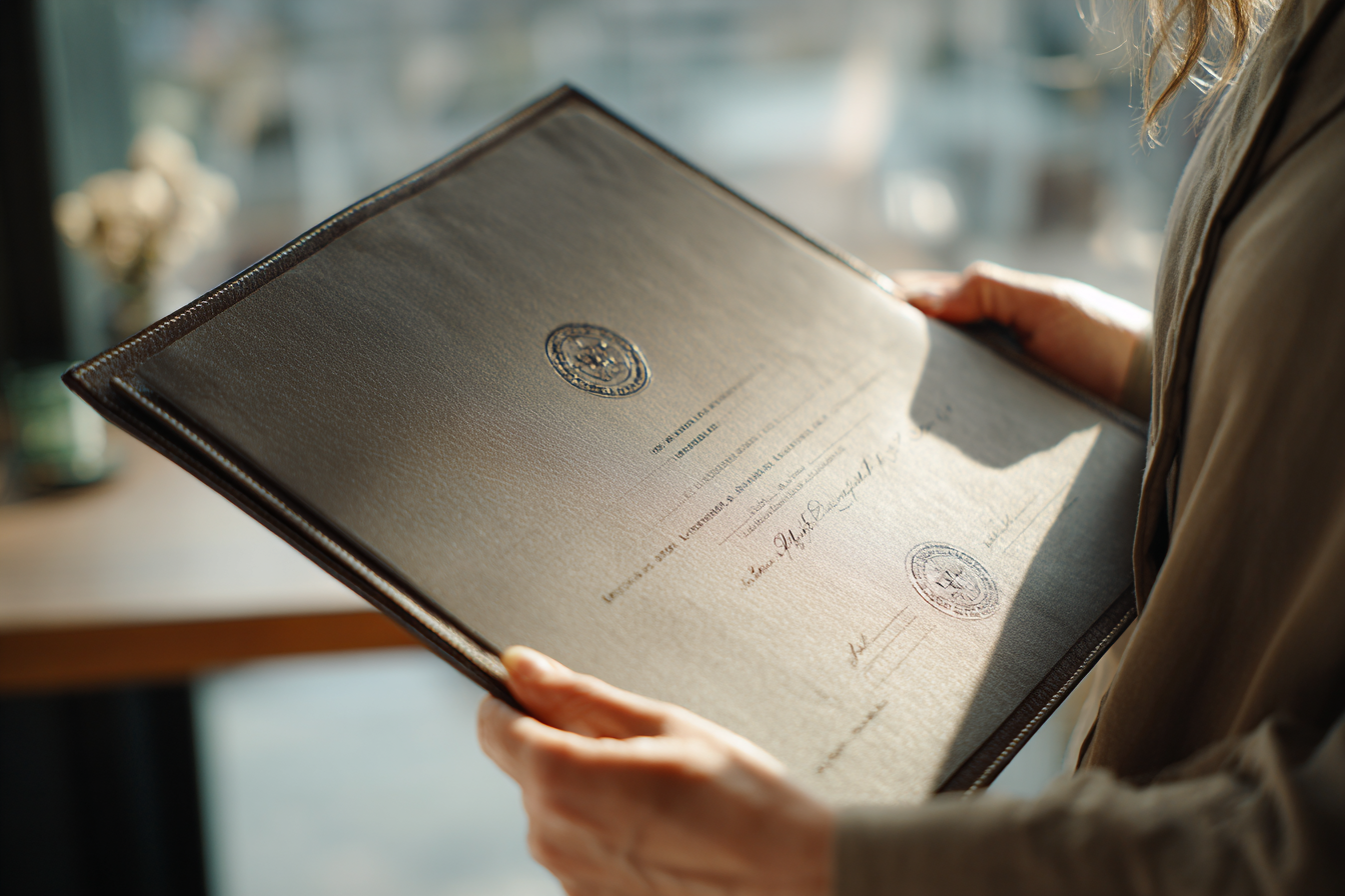 Una mujer con una carpeta en la mano | Fuente: Midjourney