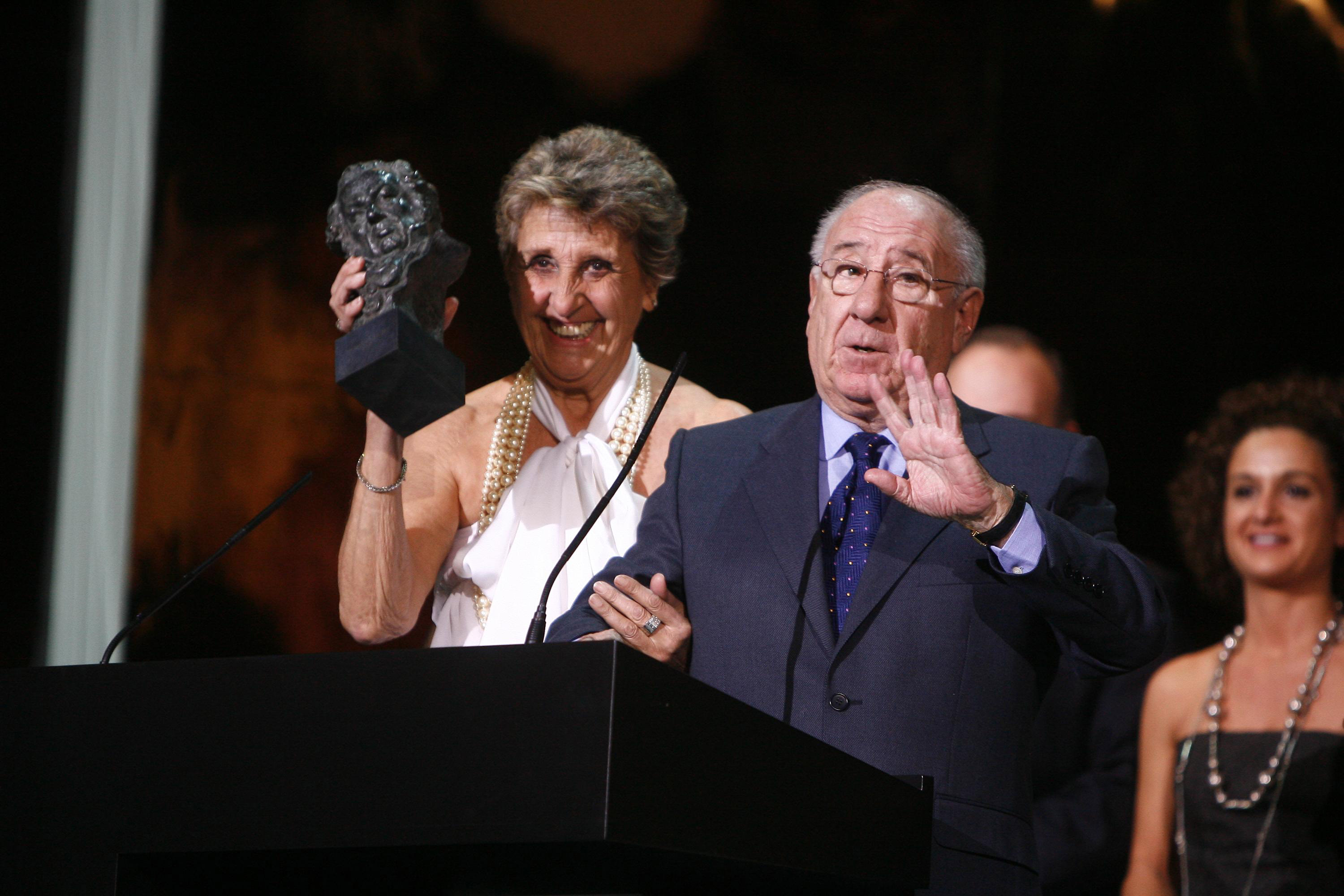 Alfredo Landa durante la ceremonia de entrega de los Premios Goya 2008, celebrada en el Palacio de Congresos el 3 de febrero de 2008 en Madrid, España. | Fuente: Getty Images