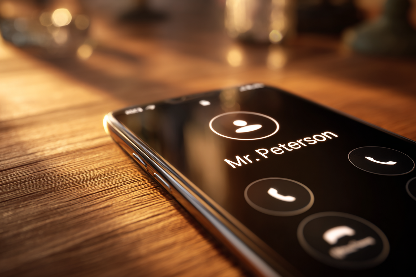 Primer plano de una llamada entrante en un smartphone | Fuente: Midjourney