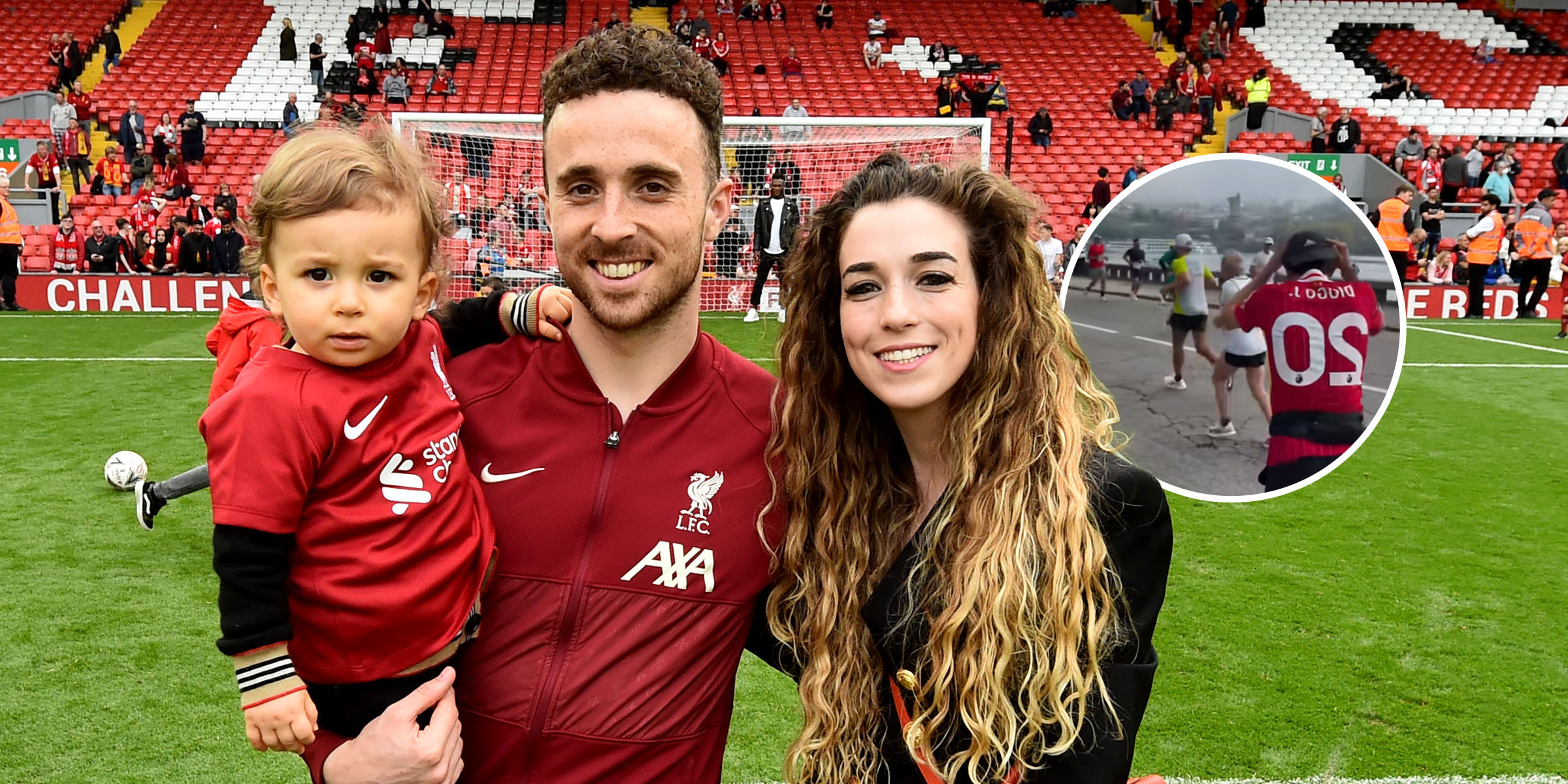 Diogo Jota, Rute Cardoso y su hijo | El hombre que abrazó a Rute Cardoso | Fuente: Getty Images | tiktok.com/@elespanolcom