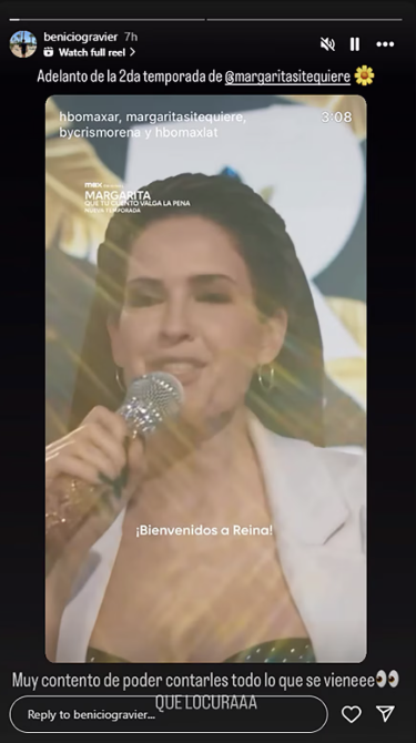 Benicio Gravier compartió un adelanto en sus historias de Instagram sobre su debut en la serie "Margarita" | Fuente: Instagram Stories/beniciogravier