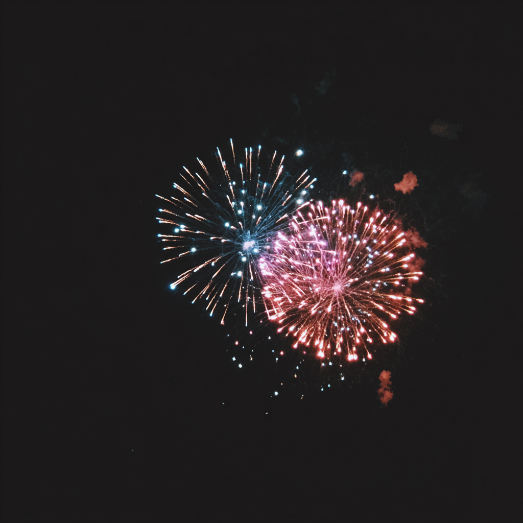 Fuegos artificiales en un cielo nocturno | Fuente: Midjourney