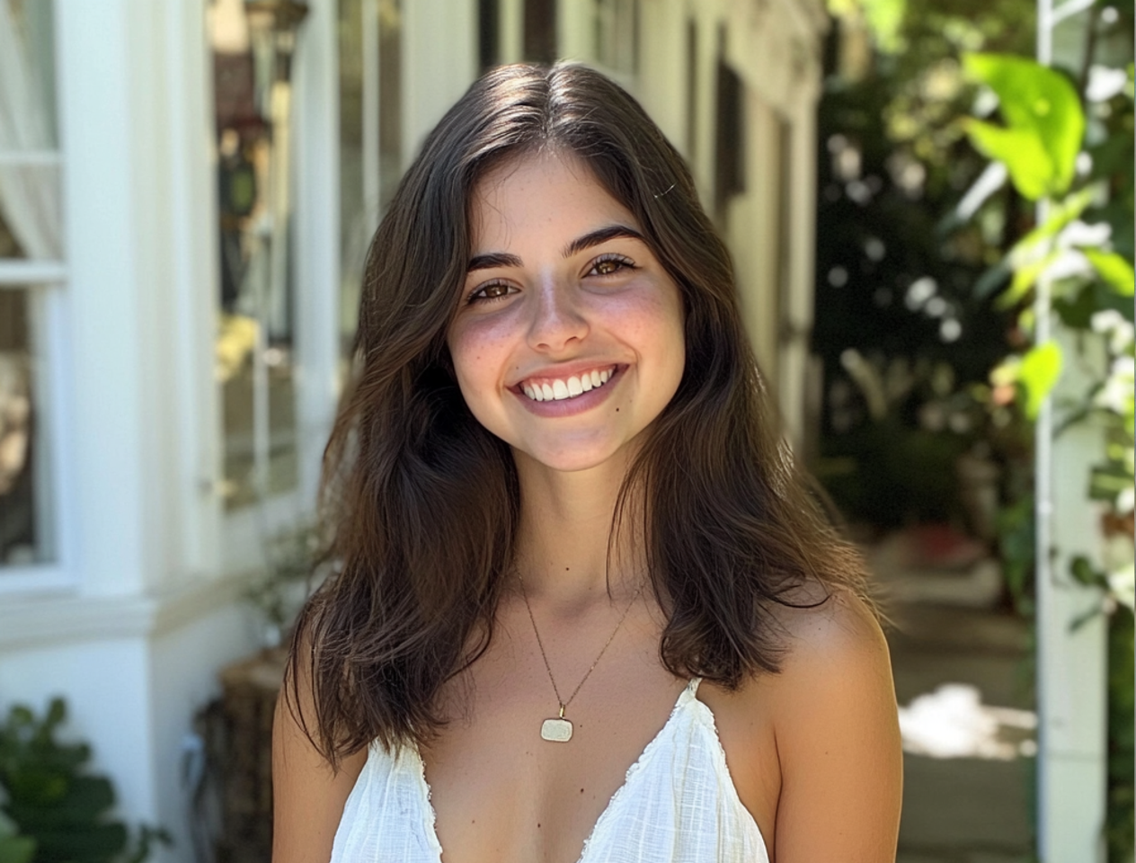 Una joven sonriente | Fuente: Midjourney