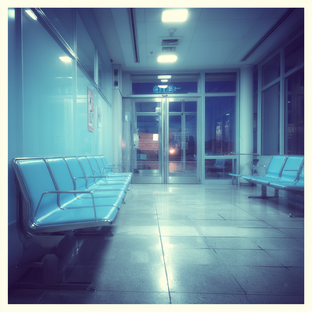 La sala de espera de un hospital por la noche | Fuente: Midjourney