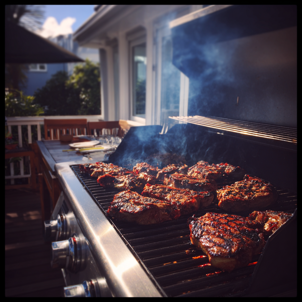 Carne en una barbacoa | Fuente: Midjourney