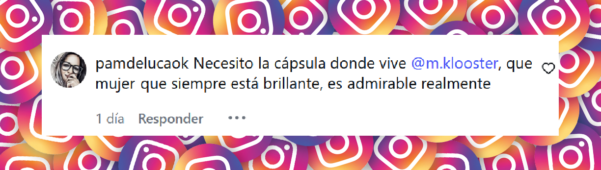 Comentario de una usuaria sobre la publicación de las vacaciones de Marcela Kloosterboer en Brasil | Fuente: Instagram/m.klooster