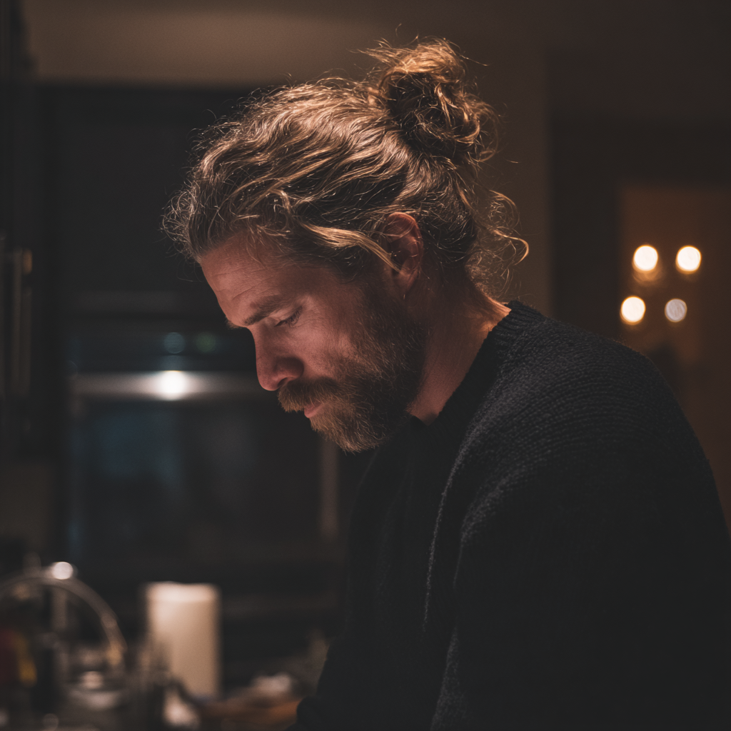 Un hombre con un jersey negro | Fuente: Midjourney