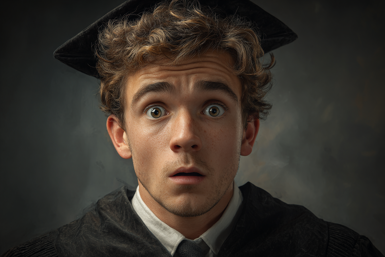 Un joven sorprendido | Fuente: Midjourney