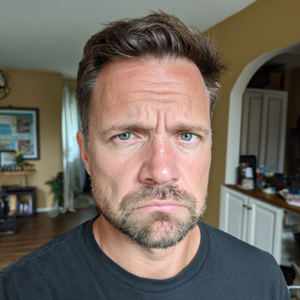 Primer plano de un hombre con el ceño fruncido | Fuente: Midjourney