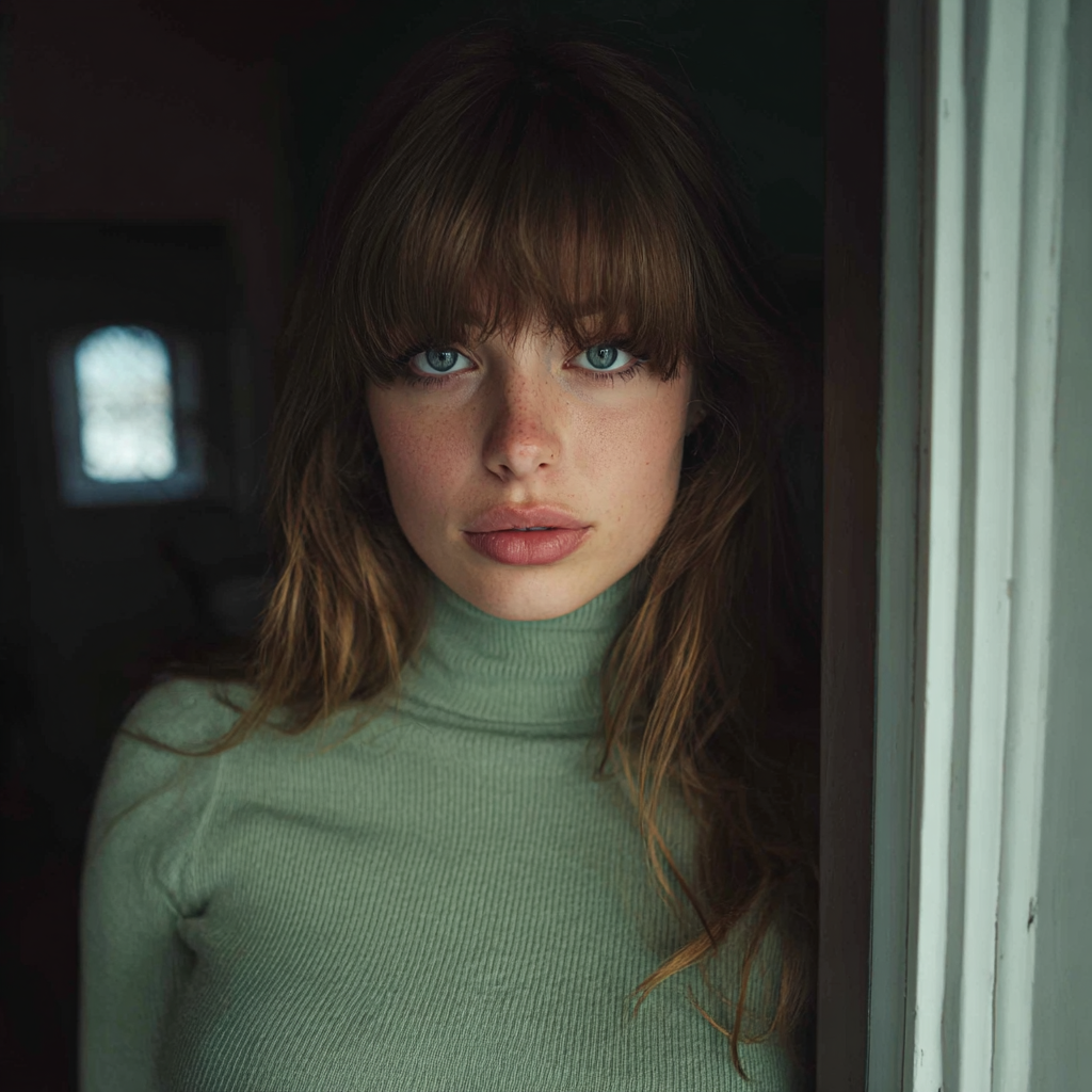 Una mujer junto a una puerta | Fuente: Midjourney