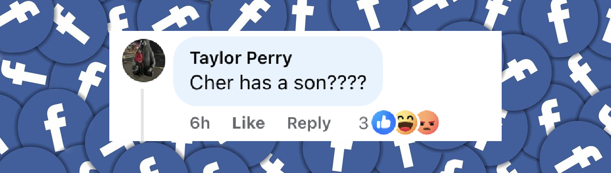 Un internauta reaccionó ante el hijo de Cher en medio de su caso de divorcio, publicado el 9 de abril de 2025: "¿¿¿¿Cher tiene un hijo????" | Fuente: Facebook/UsWeekly