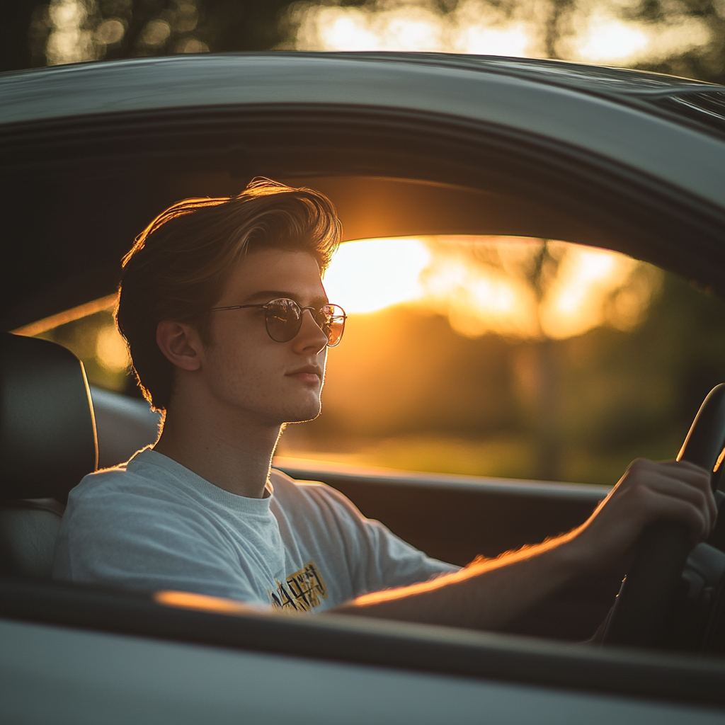 Un adolescente conduciendo su automóvil | Fuente: Midjourney