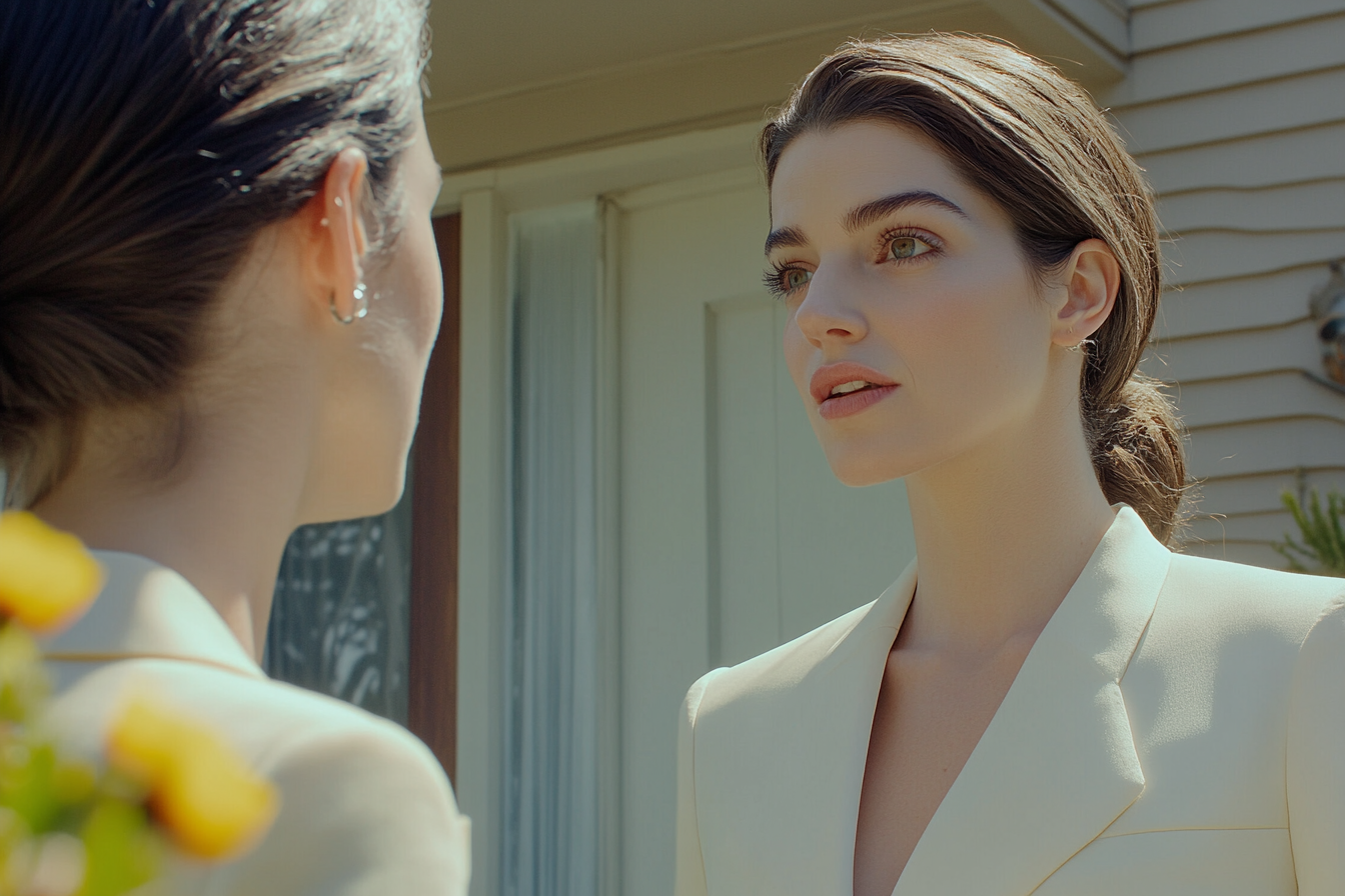 Una mujer hablando con la ex de su novio | Fuente: Midjourney