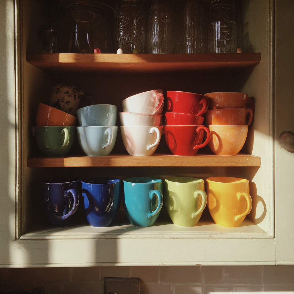 Un armario para tazas en una cocina | Fuente: Midjourney