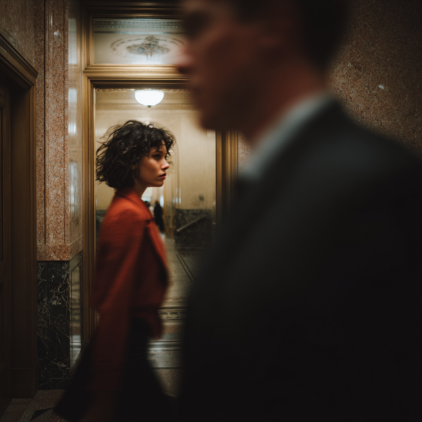 Una mujer caminando junto a un hombre | Fuente: Midjourney