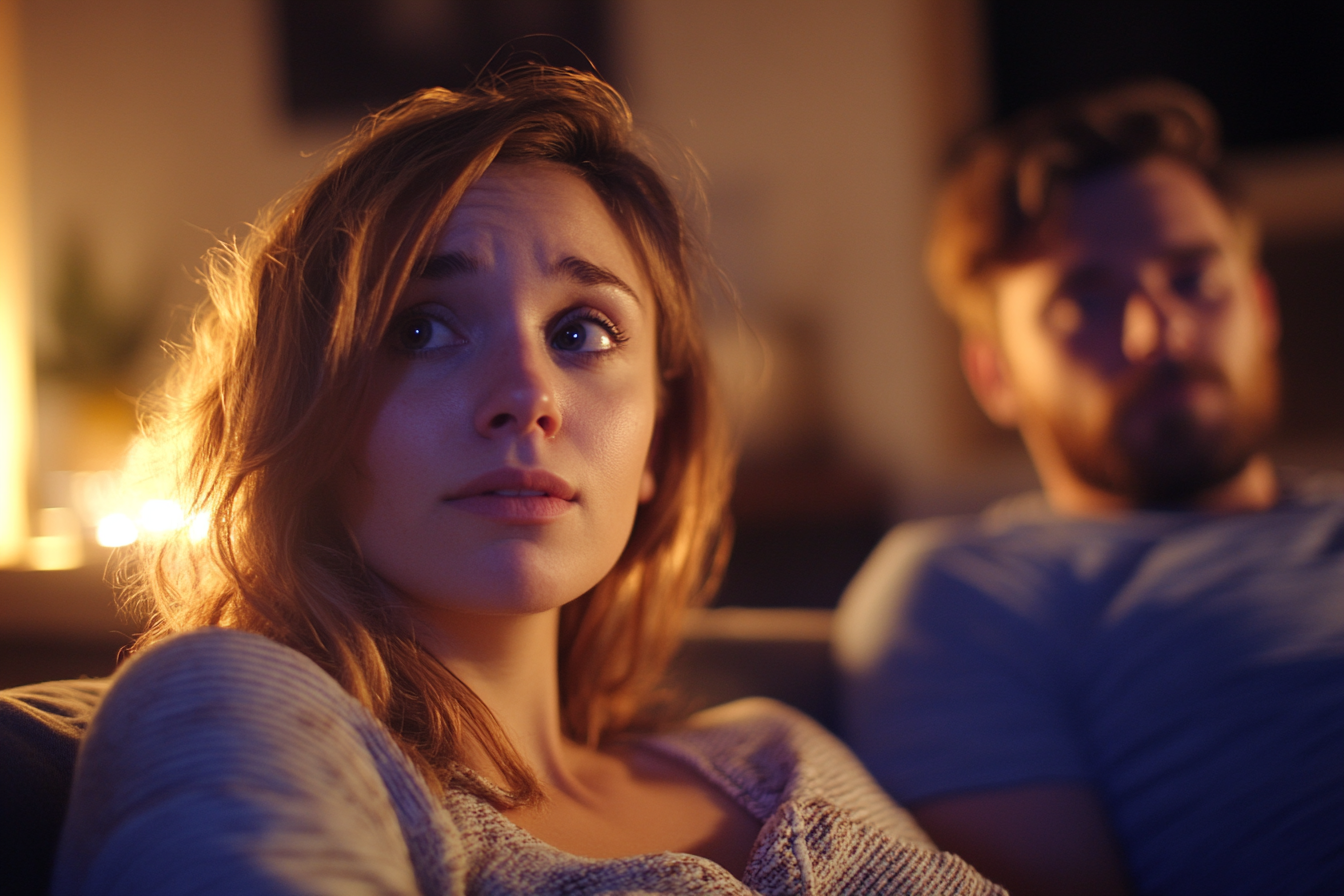 Una pareja relajándose en un sofá | Fuente: Midjourney