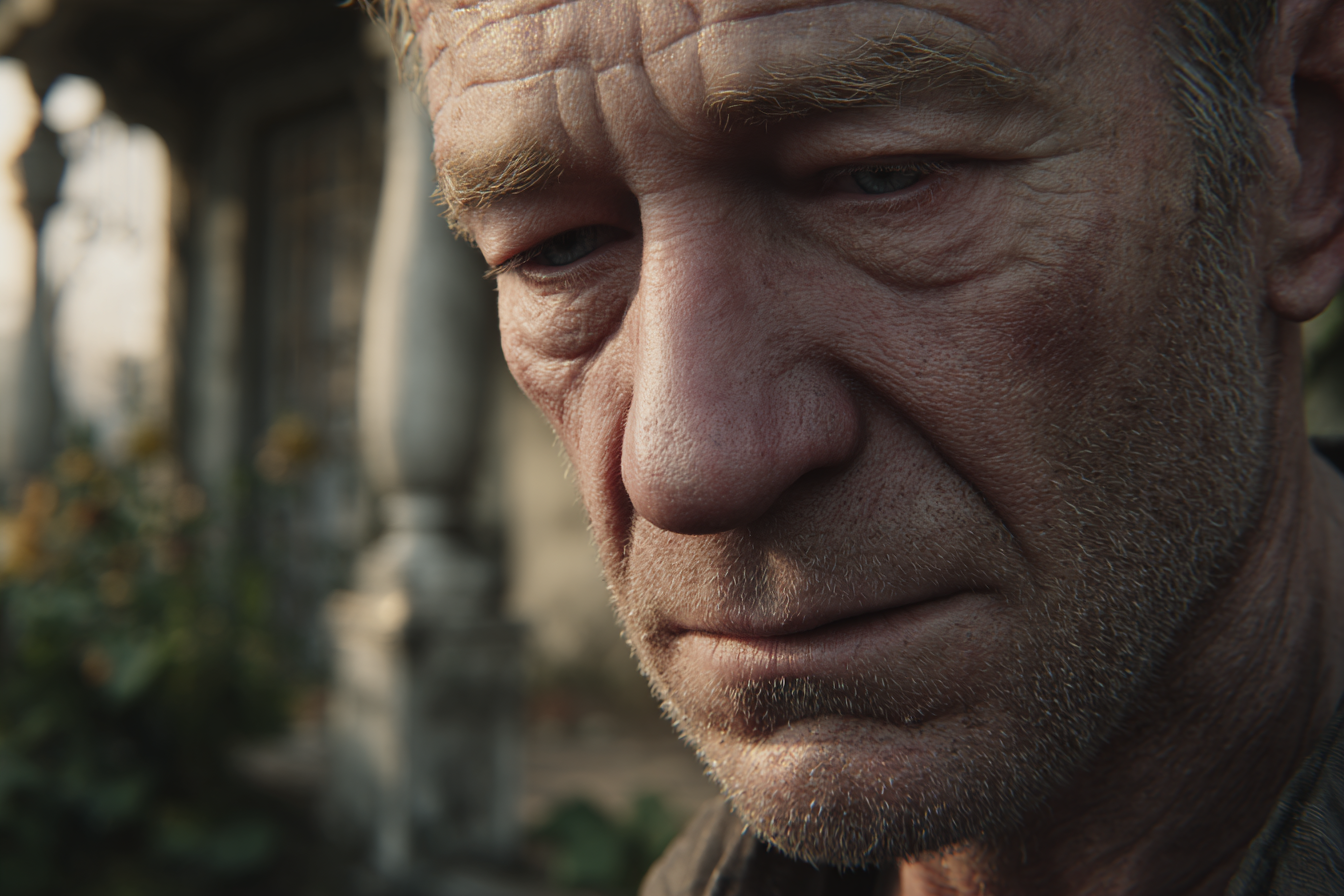 Un hombre mirando hacia abajo | Fuente: Midjourney