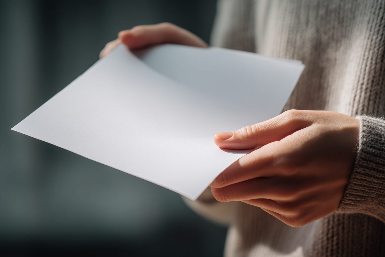 Una mujer sostiene un papel | Fuente: Midjourney