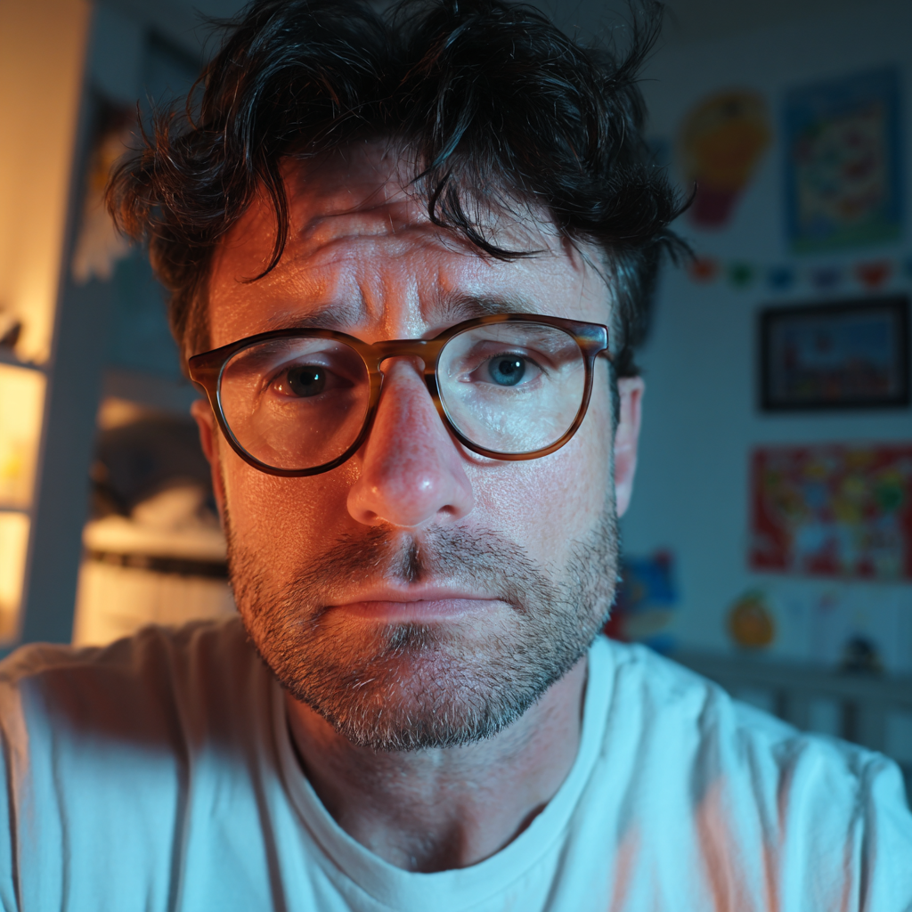 Un hombre de pie en la habitación de su hijo | Fuente: Midjourney