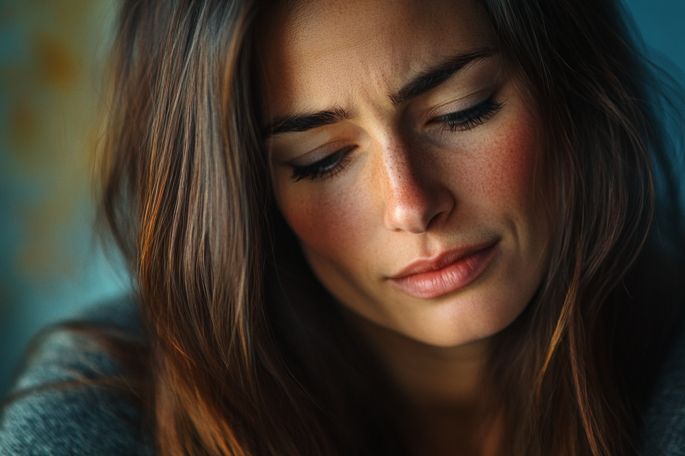Una mujer emocionada sonriendo débilmente | Fuente: Midjourney