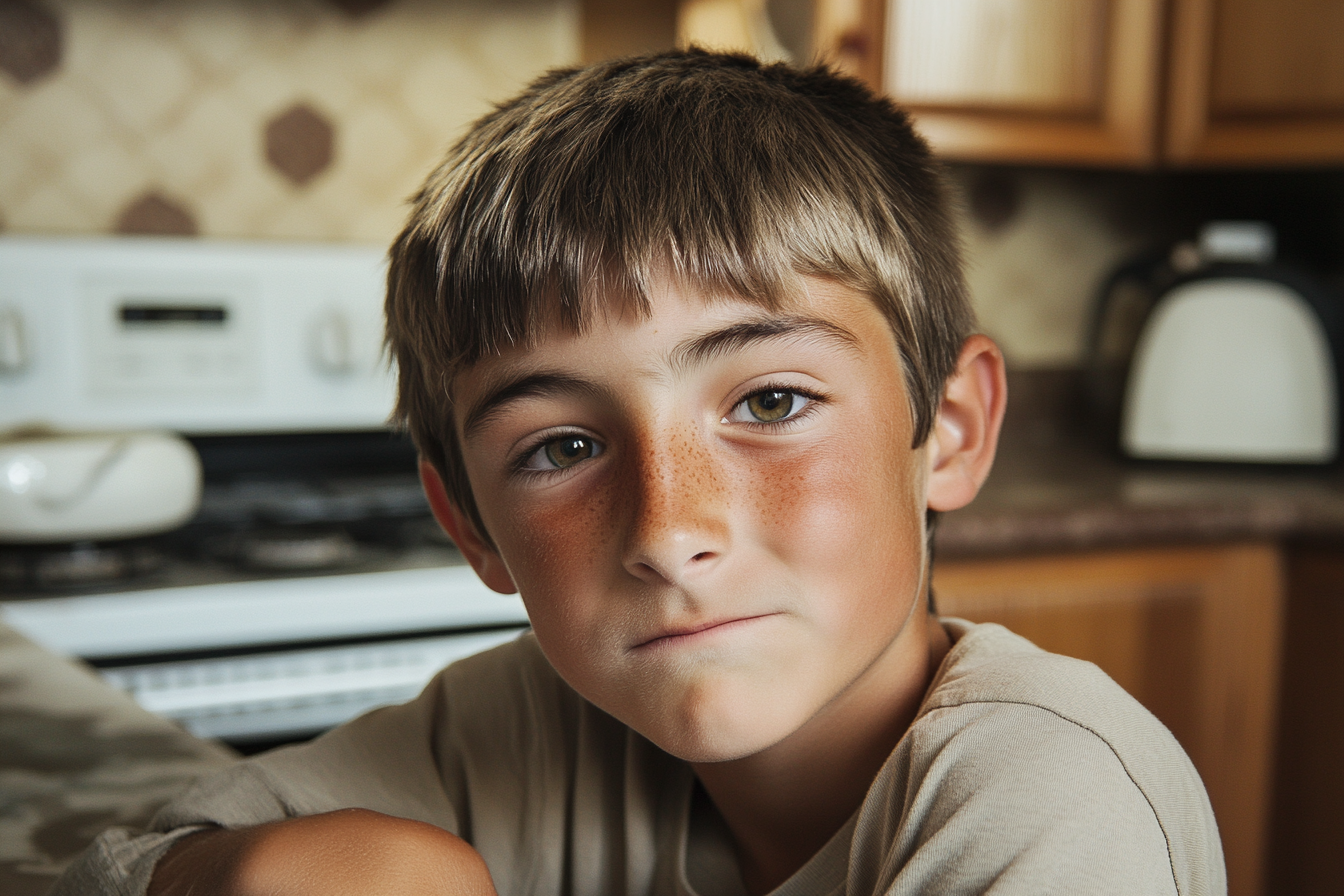 Un niño en una cocina | Fuente: Midjourney