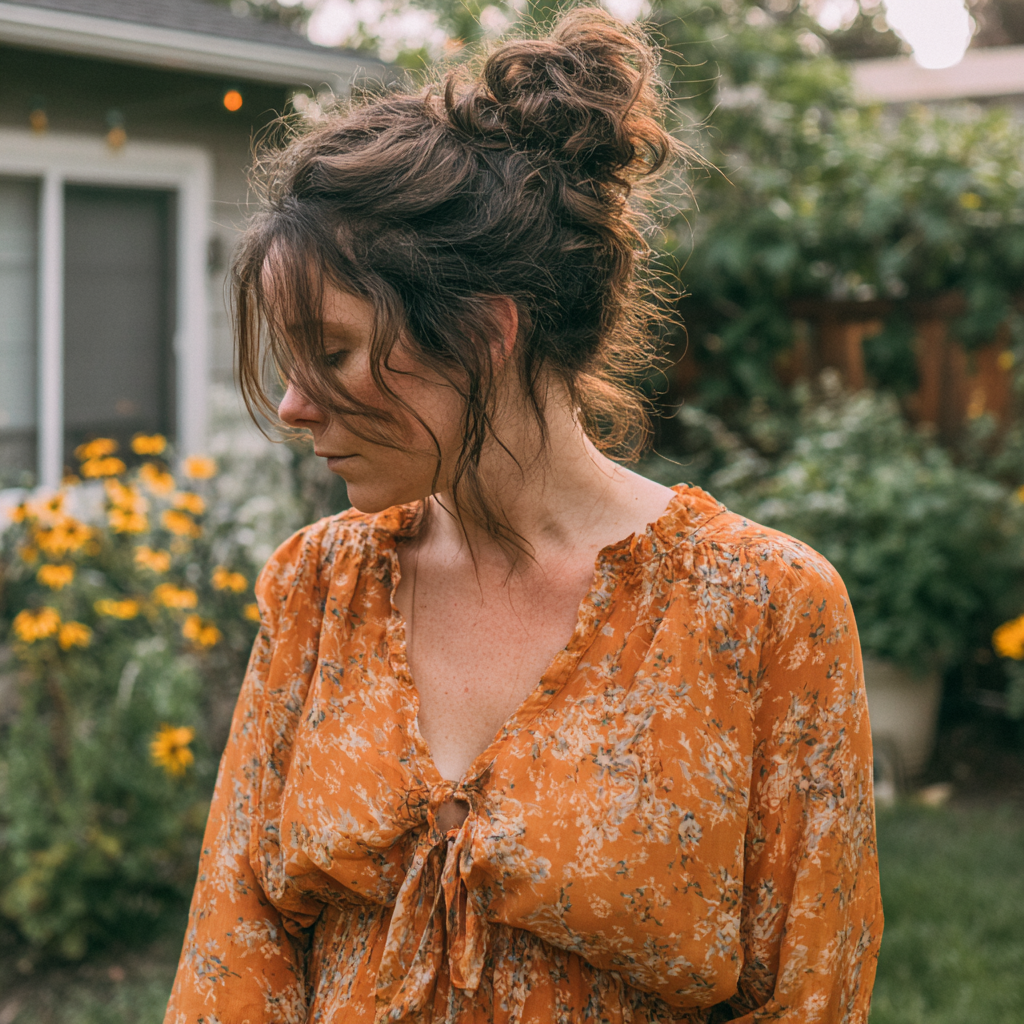 Una mujer enfadada con un vestido de flores | Fuente: Midjourney