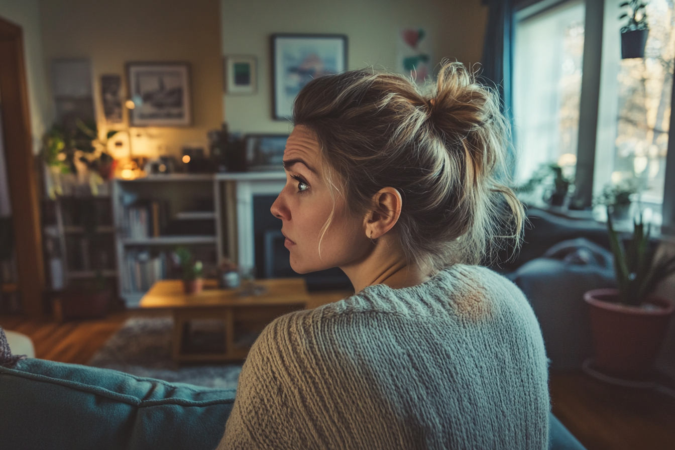 Una mujer tensa en un salón | Fuente: Midjourney