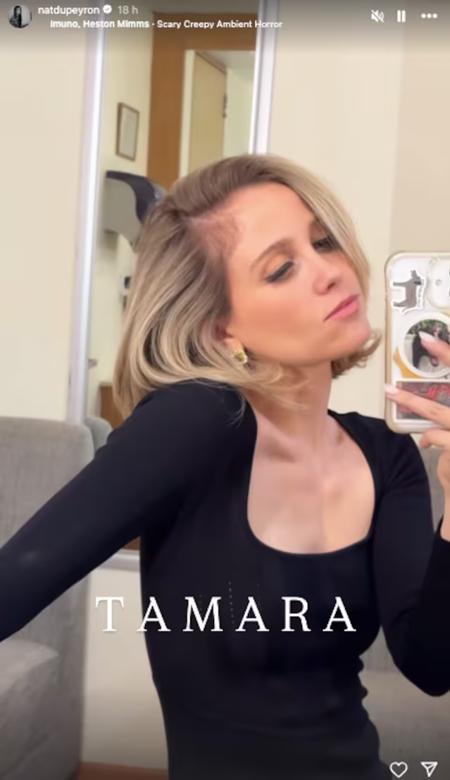 Natasha Dupeyrón mostrando su nuevo look | Fuente: Instagram Stories/natdupeyron