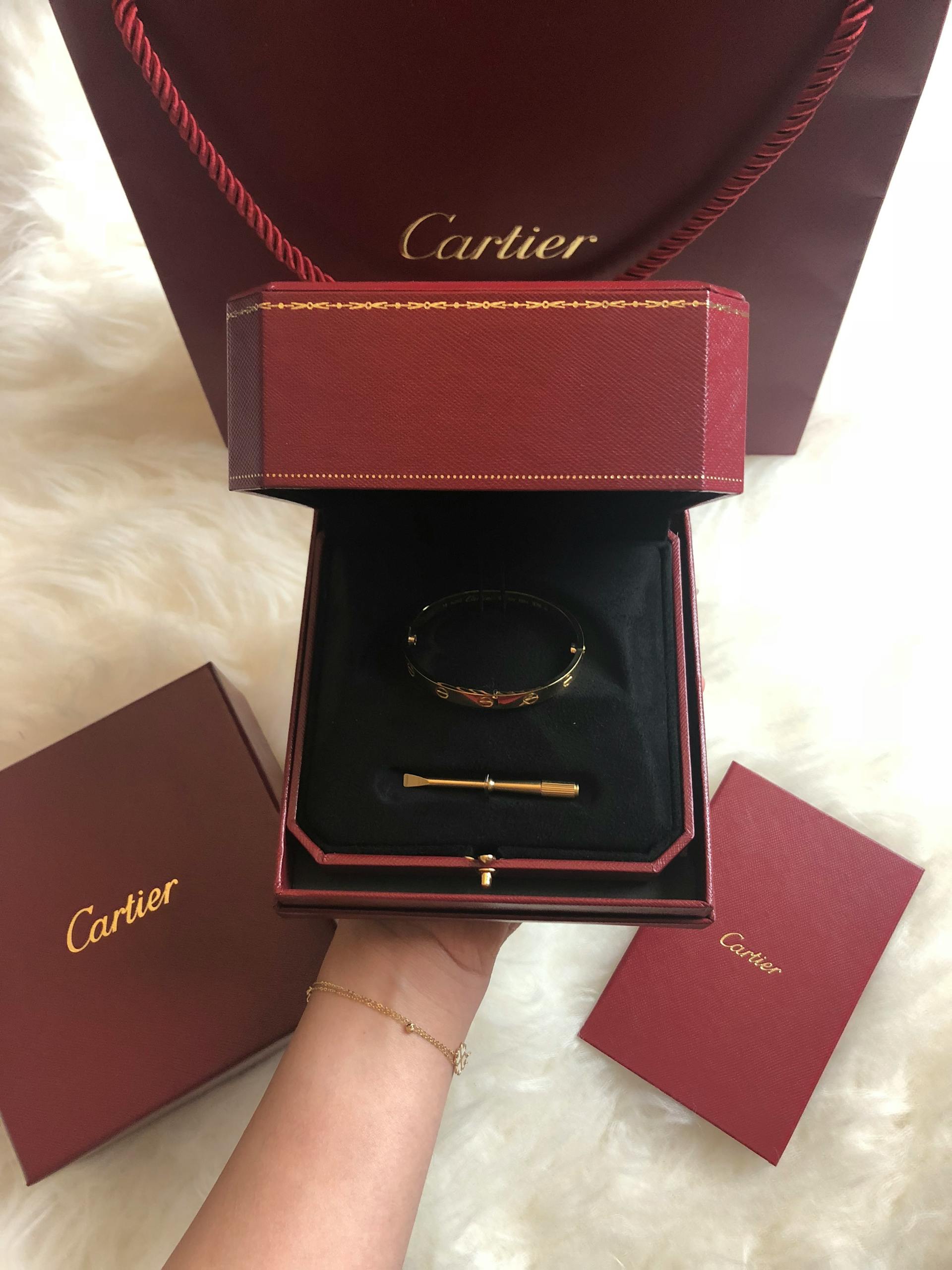 Una persona sostiene un joyero de la marca Cartier | Fuente: Pexels