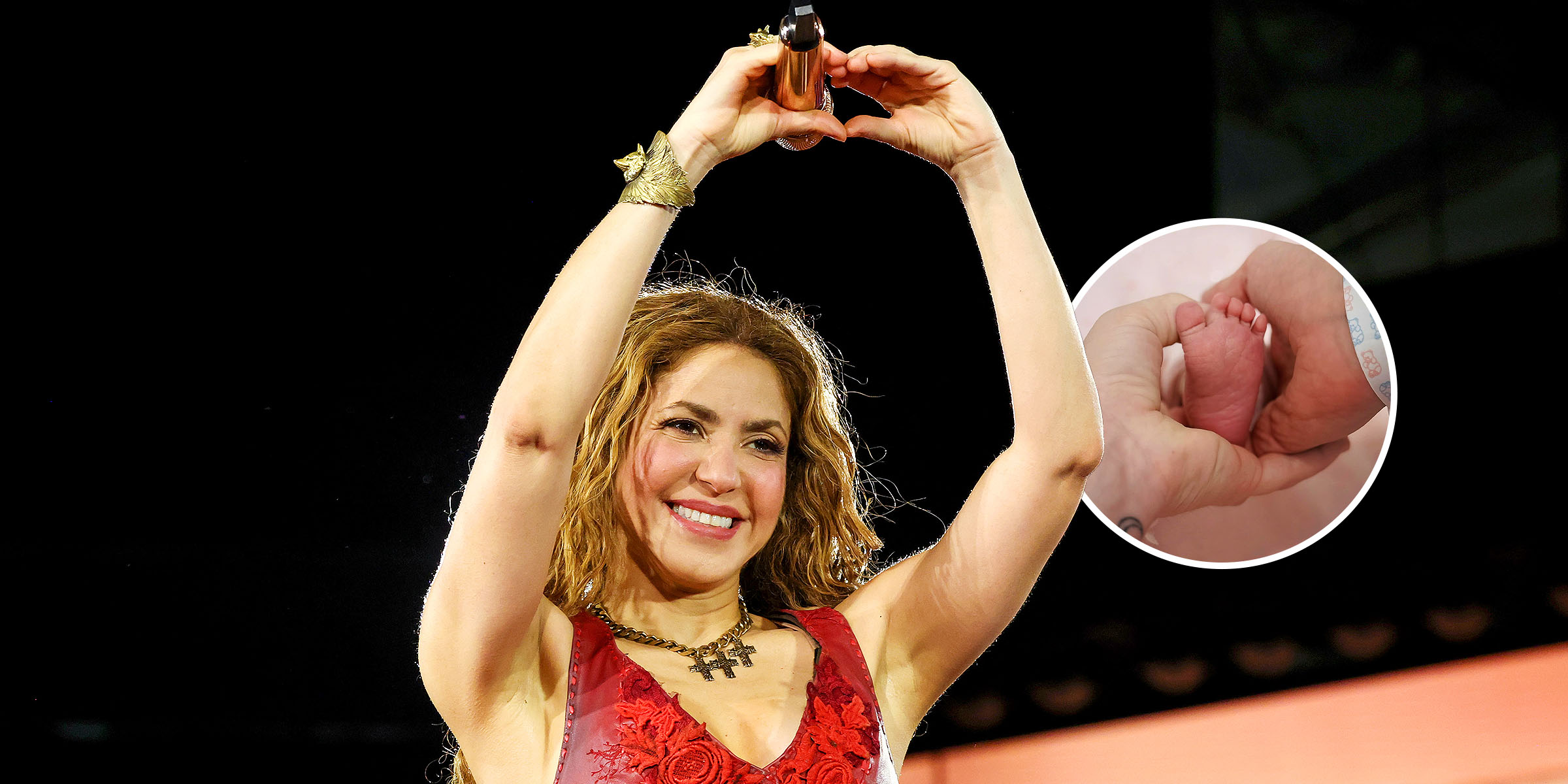 Shakira | (Círculo) Los pies del bebé de Lele Pons | Fuente: Getty Images | Instagram/lelepons